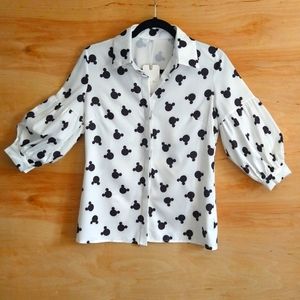 Mickey Mouse White Blouse Half Sleeve